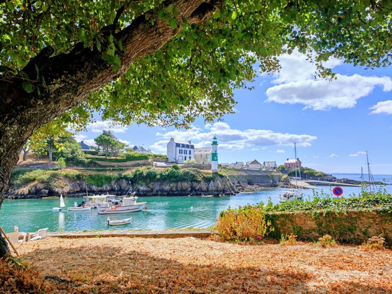 Vue du port et son phare vert